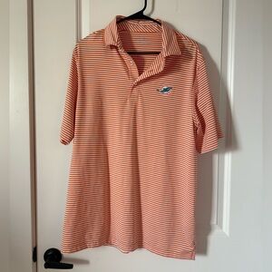 Vineyard Vines Orange and White Miami Dolphins Striped Polo